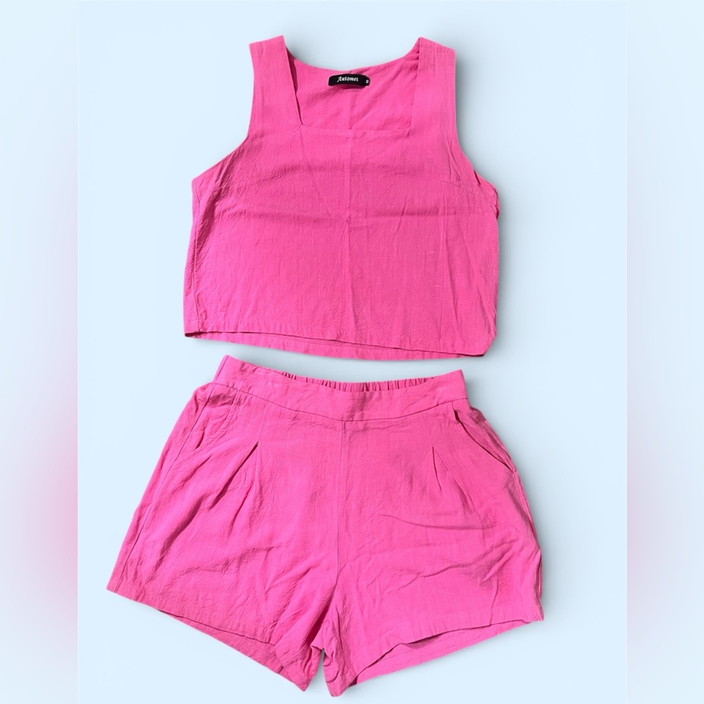 Automet Pink Sleeveless Top and Shorts Set